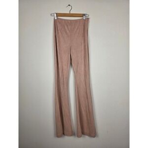 House of CB London Womens Pink Faux Suede High Waist Flare Leg Pants Size S‎
